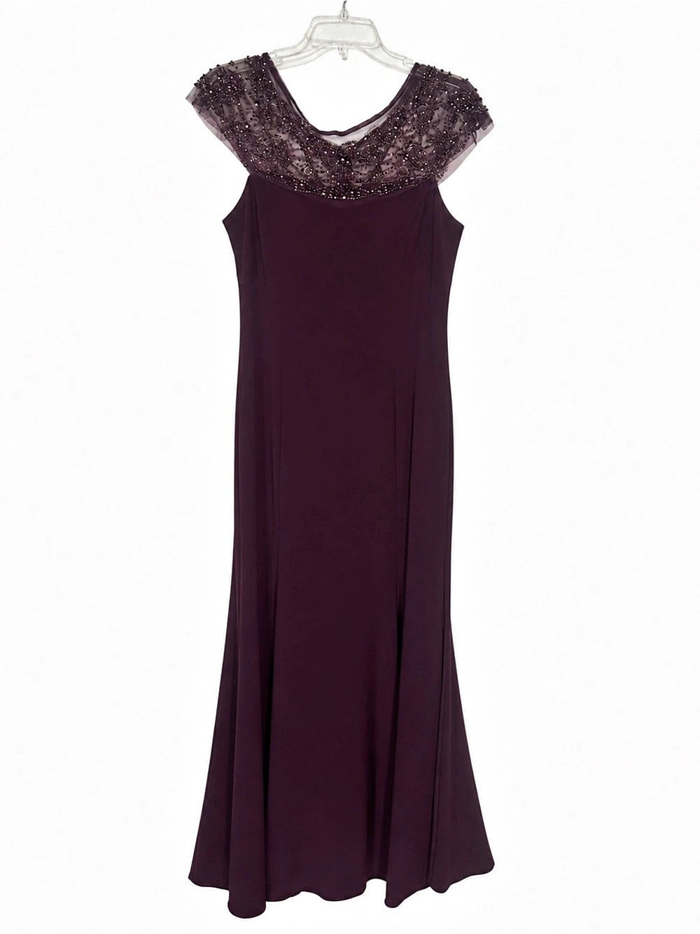 R&M Richards Plum Beaded Formal Evening Gown Dress Size 12